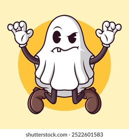 Retro Vintage Ghost Cartoon Character