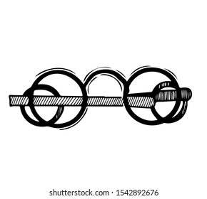 Retro, vintage glasses. Vector hand drawn illustration.