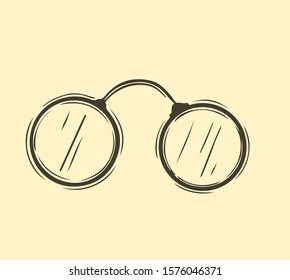 Retro, vintage glasses. Vector hand drawn illustration.