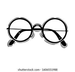 Retro, vintage glasses. Vector hand drawn illustration.