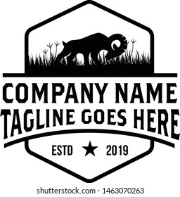 Retro Vintage / goat / Emblem Label logo design vector