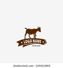 Retro Vintage goat farm logo design template. goat. goat logo. vintage goat logo.