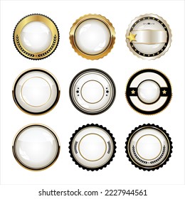 Retro vintage gold and black and white badges and labels
