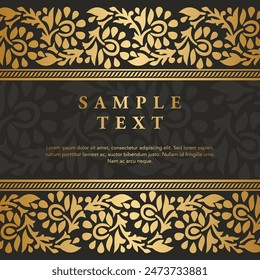 Retro Vintage gold floral Javanese Ornamental pattern elements and embellishments for frame invitation greeting card design