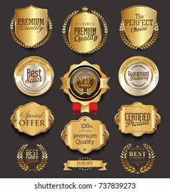 Retro vintage golden badges collection vector illustration