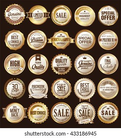 Retro vintage golden badges and labels collection