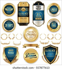 Retro vintage golden badges and labels collection 