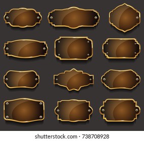 Retro vintage golden frames collection vector illustration