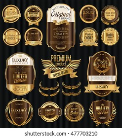 Retro vintage golden frames and labels background collection 