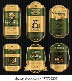 Retro vintage golden frames and labels background collection 