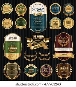 Retro vintage golden frames and labels background collection 