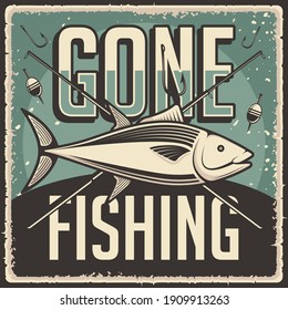 Retro Vintage Gone Fishing Poster