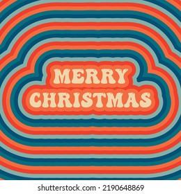 Retro vintage greeting card Merry Christmas. Groove Christmas card. Vector illustration