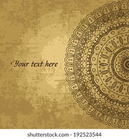 Retro Vintage greeting card. Vector background. Card or invitation. Vintage decorative elements. Hand drawn background. Islam, arabic, indian, ottoman motifs.