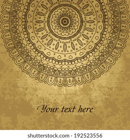 Retro Vintage greeting card. Vector background. Card or invitation. Vintage decorative elements. Hand drawn background. Islam, arabic, indian, ottoman motifs.