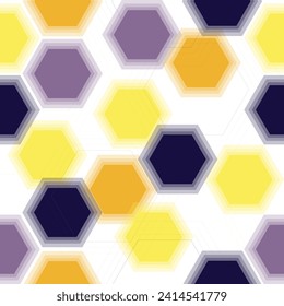 Retro Vintage Groovy Colorful Multicolor Hexagons Geometric Seamless Repeat Pattern Design Print  Fresco for interior printing, Wallpapers. Mural art.