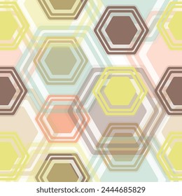 Retro Vintage Groovy Colorful Multicolor Hexagons Geometric Seamless Repeat Pattern Design Print Patchwork style. Acrylic blanket.