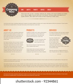 Retro vintage grunge web page template - red version