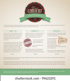 Retro vintage grunge web page template - green version