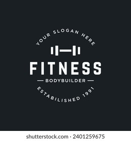 Retro vintage gym sport bodybuilding logo design. Logo for business, fitness, labels, badges and gym centers.