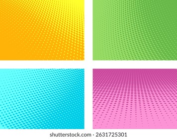 Retro Vintage Halftone Background Collection. Colorful Templates for Pop Art Posters, Banners, and Magazine Covers