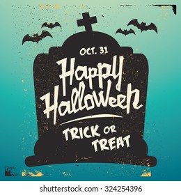 Retro Vintage Halloween Vector Background with Grunge Effect - Trick or Treat