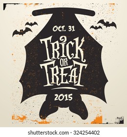 Retro Vintage Halloween Vector Background with Grunge Effect - Trick or Treat