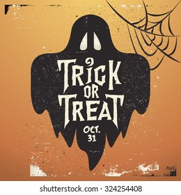 Retro Vintage Halloween Vector Background with Grunge Effect - Trick or Treat