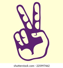 retro vintage hand victory sign simple vector, or peace sign or scissors