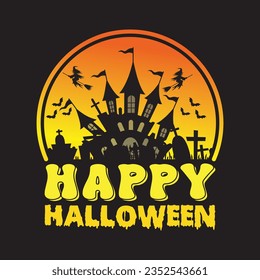 Retro Vintage Happy Halloween T-Shirt Design.