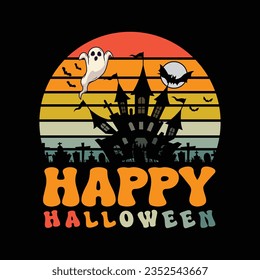 Retro Vintage Happy Halloween T-Shirt Design.