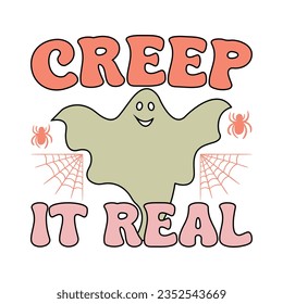 Retro Vintage Happy Halloween T-Shirt Design.