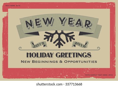 Retro Vintage Happy New Year Background for Greeting Card, Poster, Label and Other Decoration Surface with Typographic Elements
