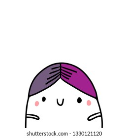 Retro vintage hat hand drawn illustration with cute marshmallow cartoon minimalism