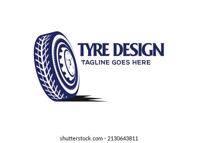 Retro Vintage Heavy Vehicle Wheel Tyre for Car Transportation Part Store Logo Design Vector