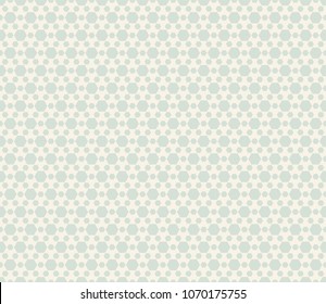 Retro vintage hexagonal seamless pattern. Abstract endless geometric background. Simple minimalist wallpaper with small hexagons. Texture in soft pastel colors, beige and pale green. Vector design
