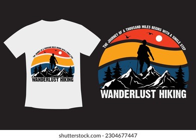 Retro vintage Hiking t shirt design vector	
