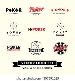 Retro Vintage Hipster Poker Vector Logo Set.