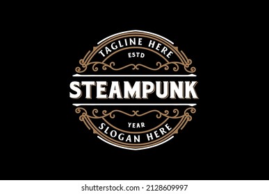 Retro Vintage Hipster Steampunk Emblem Logo Design Vektor