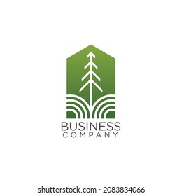 retro vintage home and pine logo design, village logos, construction logos