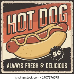 Retro Vintage Hot Dog Poster