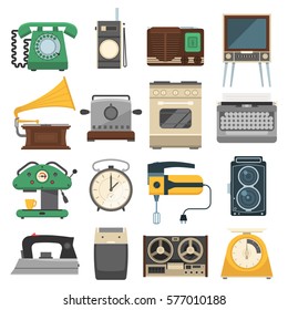 Retro Vintage Household Appliances Vector Set