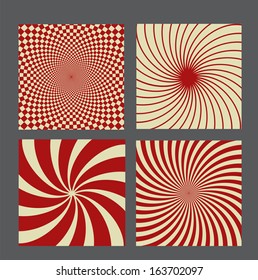 retro vintage hypnotic background set. vector illustration