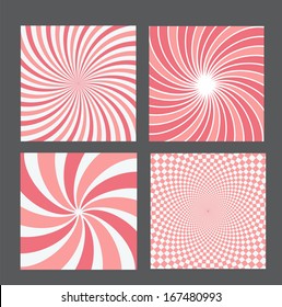 retro vintage hypnotic background set. vector illustration