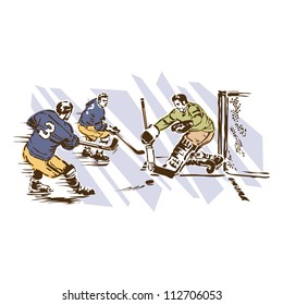 Retro Vintage Ice Hockey Sports Vector