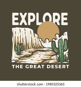 retro vintage illustration of Outdoor Adventure. design for t-shirt, sticker, badge, label, logo, emblem, tote bag, etc.