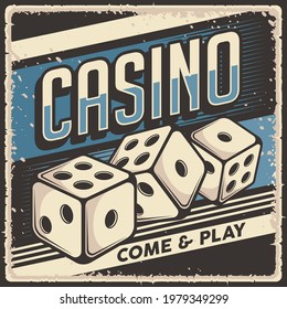 Retro Vintage Illustration Vector Graphic Of Casino Dice Fit For Wood Poster Or Signage