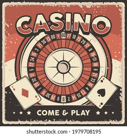 Retro vintage illustration vector graphic of Casino Roulette fit for wood poster or signage