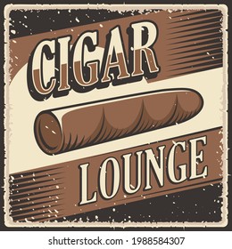 Retro vintage illustration vector graphic of Cuban Cigar Lounge fit for wood poster or signage