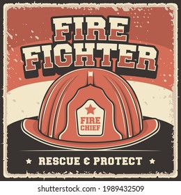 Retro vintage illustration vector graphic of firefighter fire department service fit for wood poster or signage